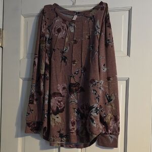 Floral Burgundy Long Sleeve Top
